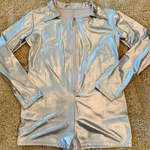 Shiny Silver Stretch Romper